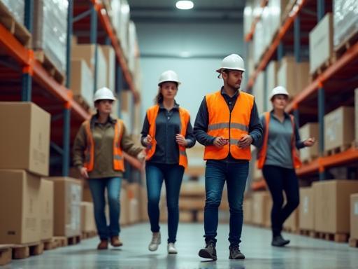Équipe logistique réactive en action